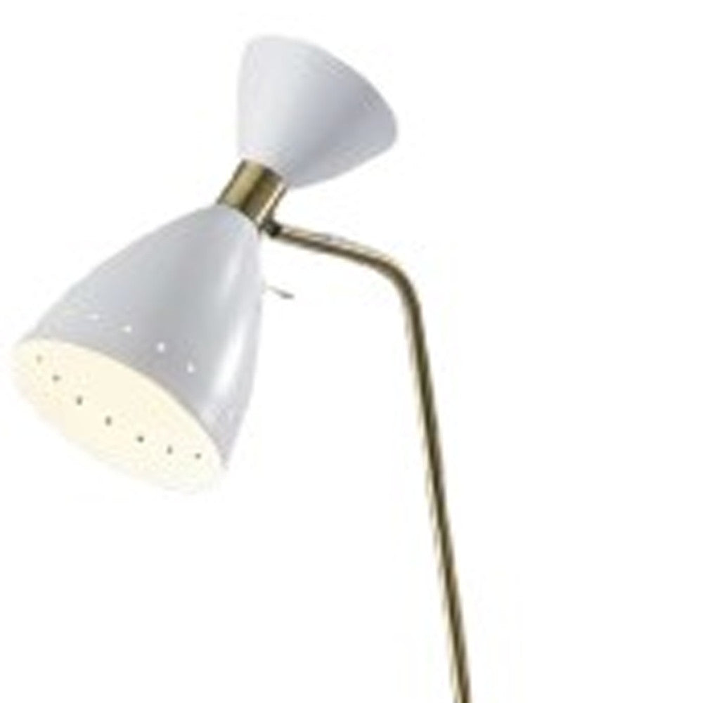 59" White Task Floor Lamp With White Cone Shade