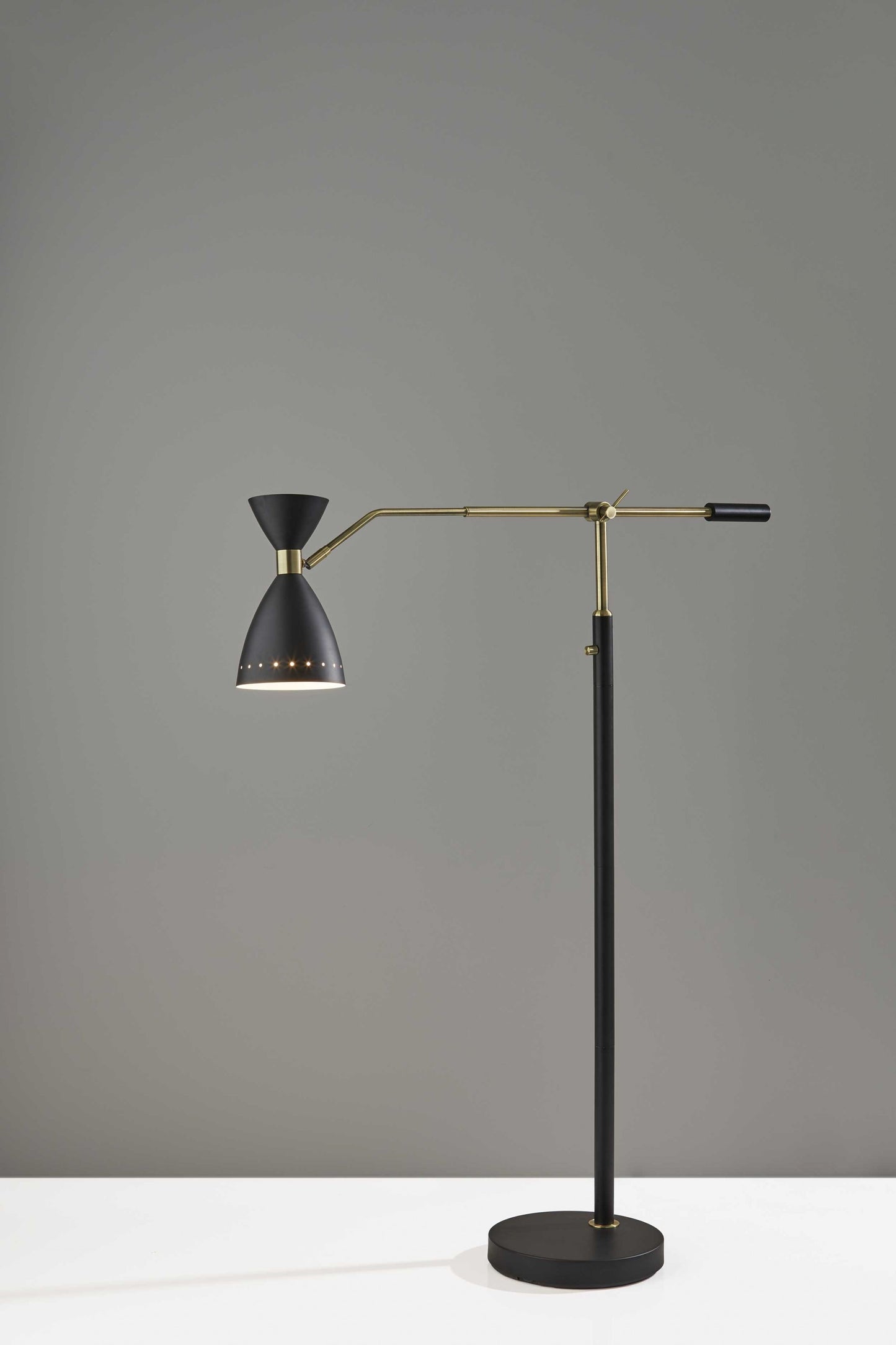 66" Black Adjustable Task Floor Lamp With Black Metal Cone Shade