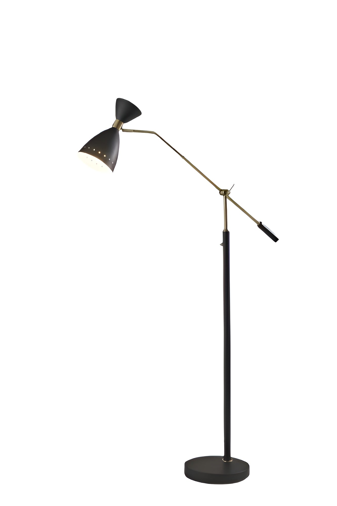 66" Black Task Floor Lamp With Black Cone Shade