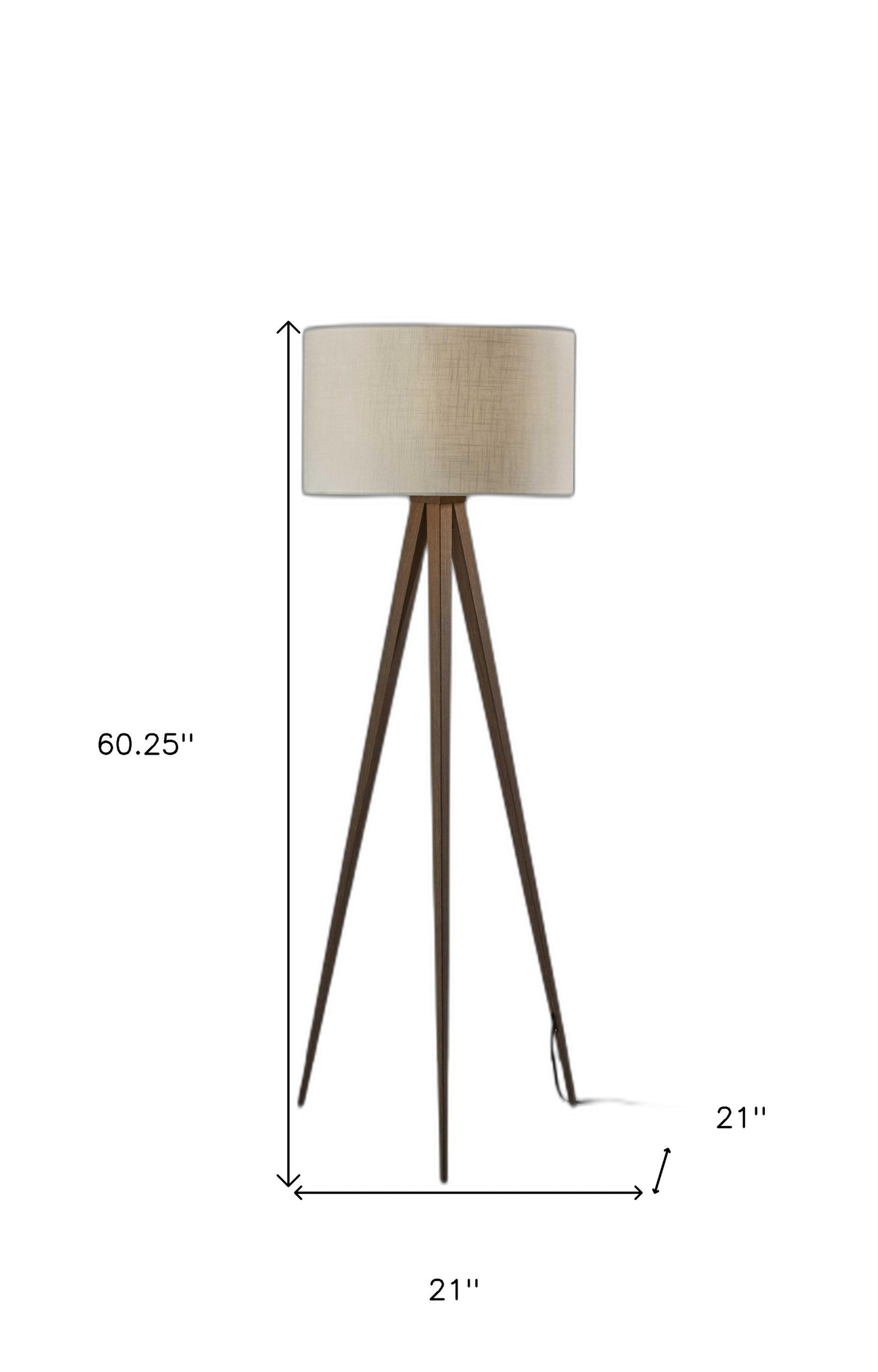 62" Black Tripod Floor Lamp With Black Drum Shade