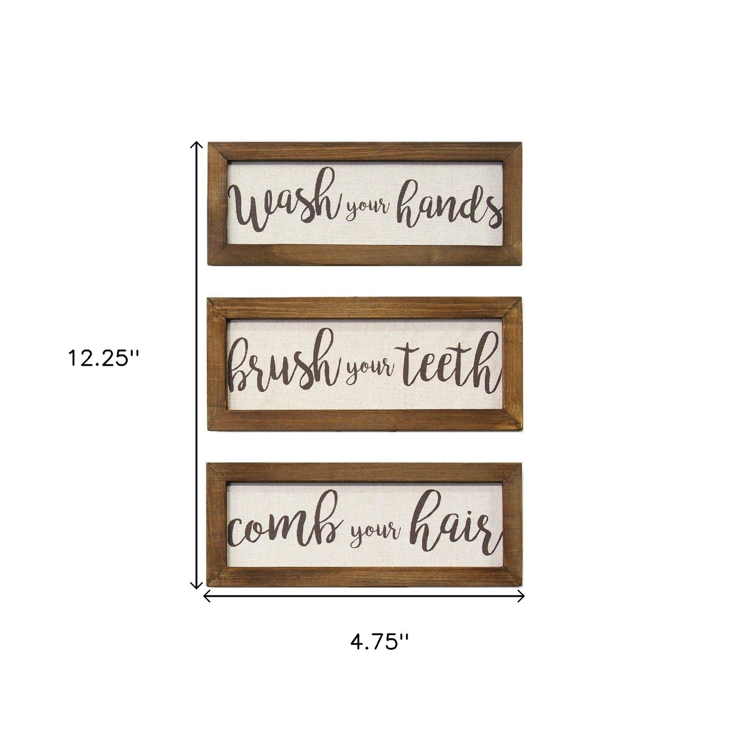 Set Of Three Bathroom Rules Wood Framed Wall Art