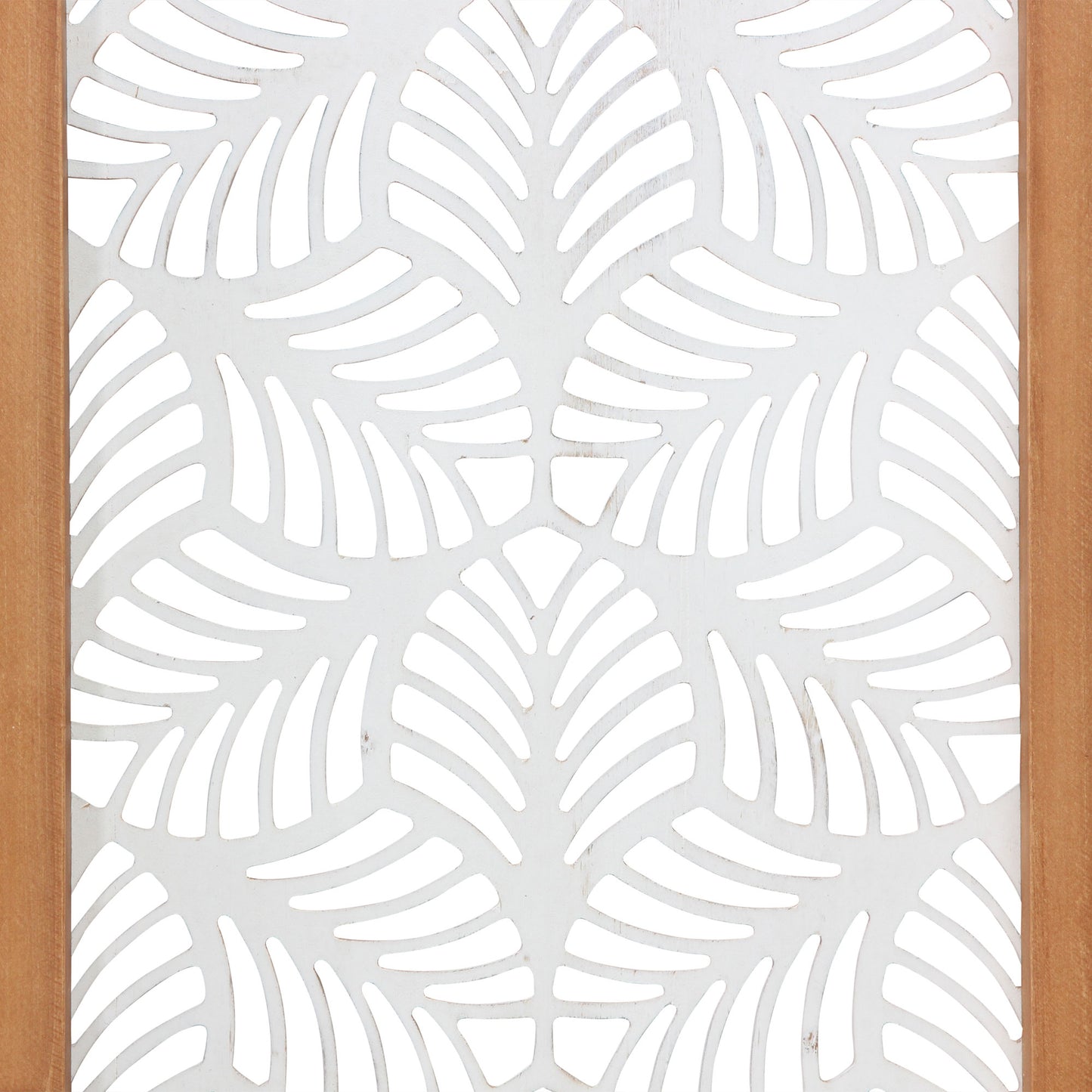 25" X 10" White and Natural Leaf Floral Wood and Metal Wall Decor