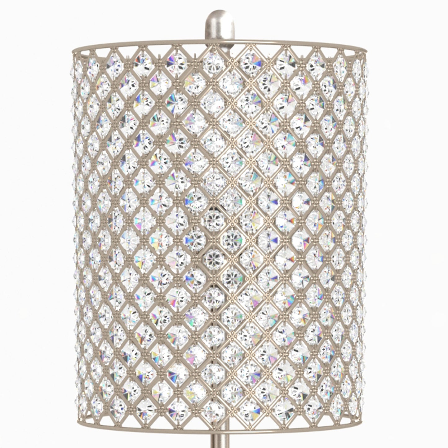 62" Silver Chrome Floor Lamp With Clear Faux Crystal Drum Shade