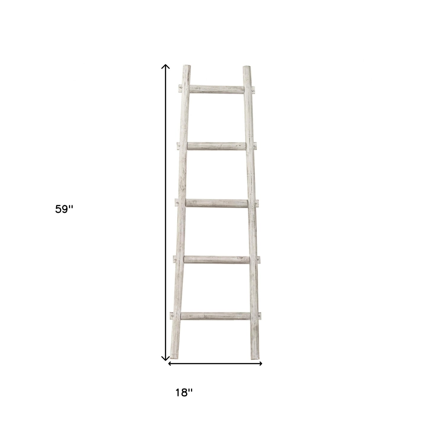 59" X 18" X 2" White Decorative Ladder Shelve