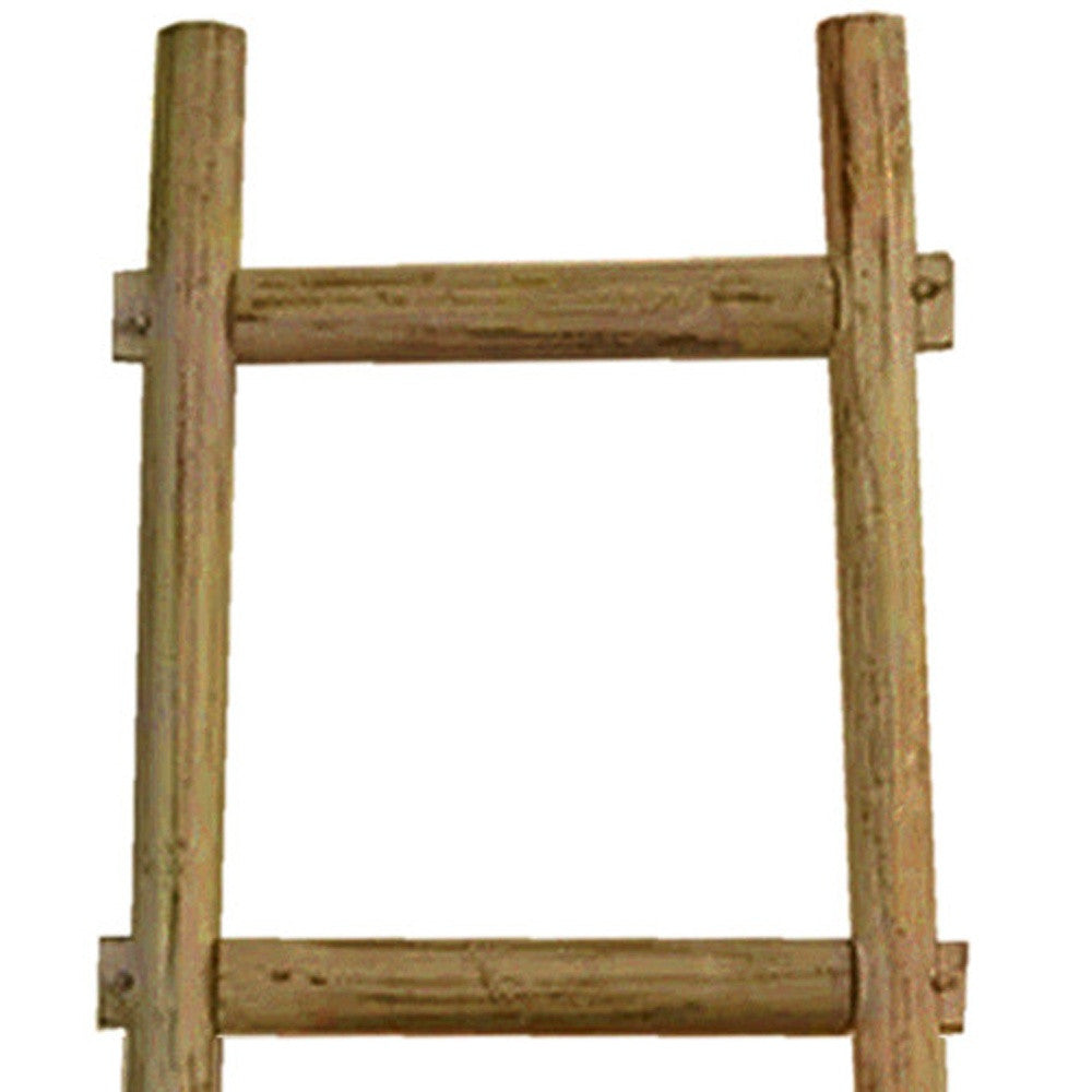 72" White Rustic Six Step Wood Ladder Shelf