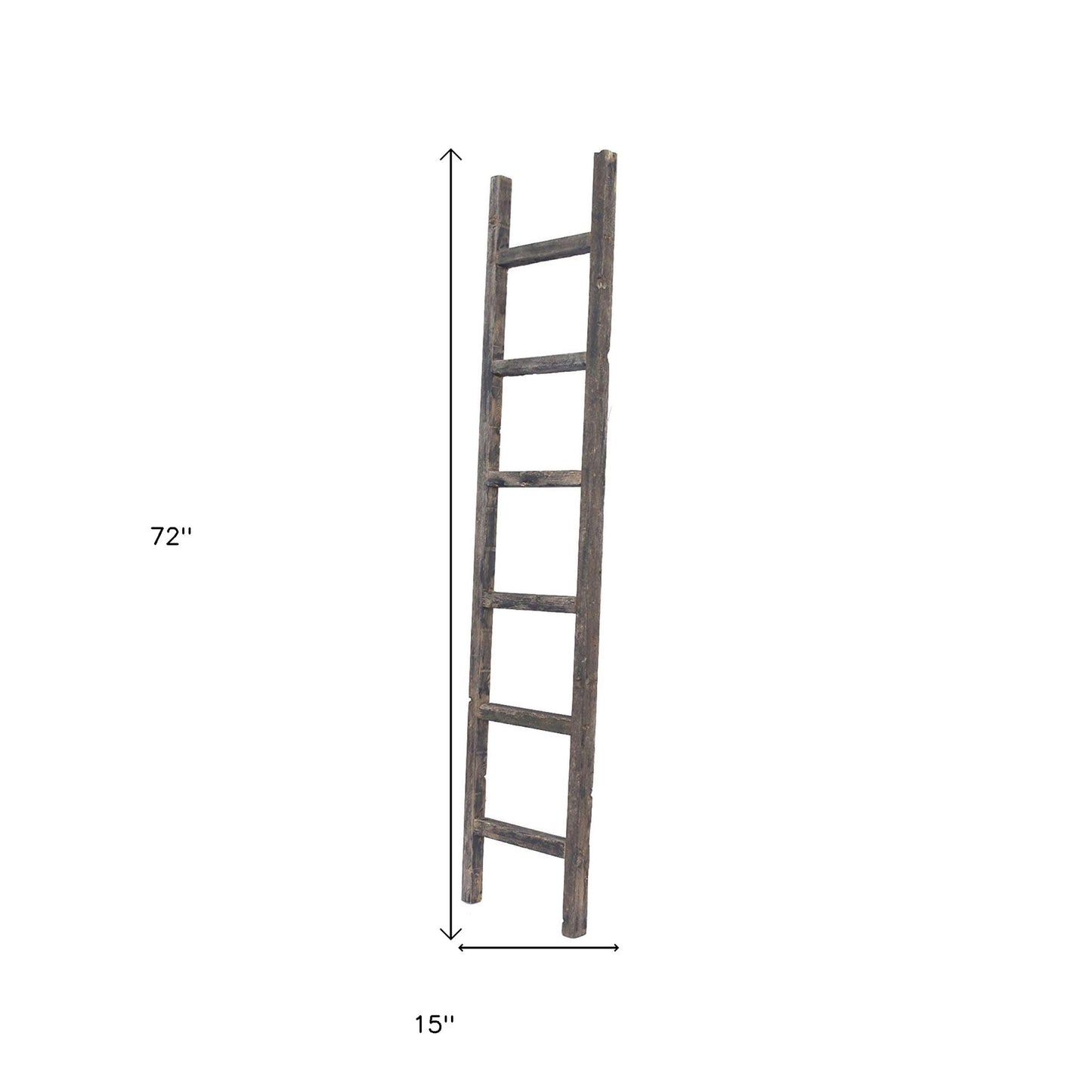 6 Step Rustic Smoky Black Wood Ladder Shelf