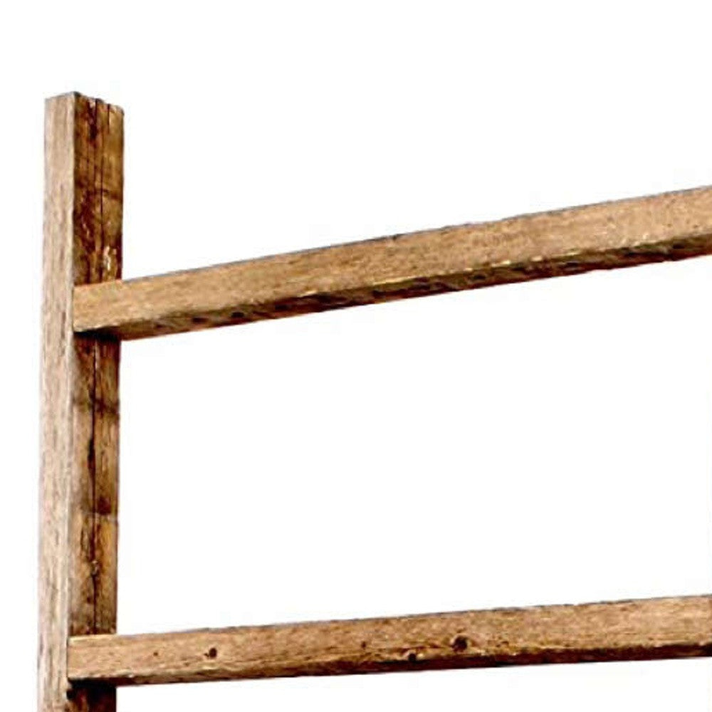 6 Step Rustic Weathered Grey Wood Ladder Shelf