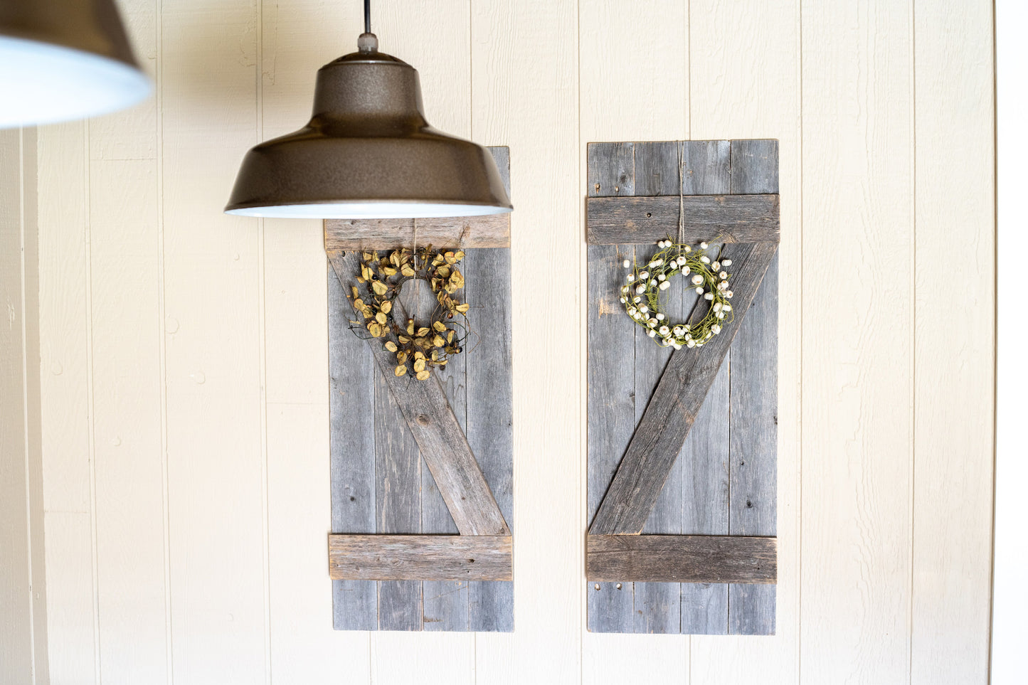 Set of Two 36" X 14" Gray Solid Wood Wall Decor