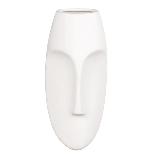 10" White Mod Abstract Face Ceramic Wall Decor