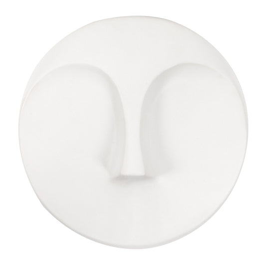 10" White Ceramic Face Round Wall Decor