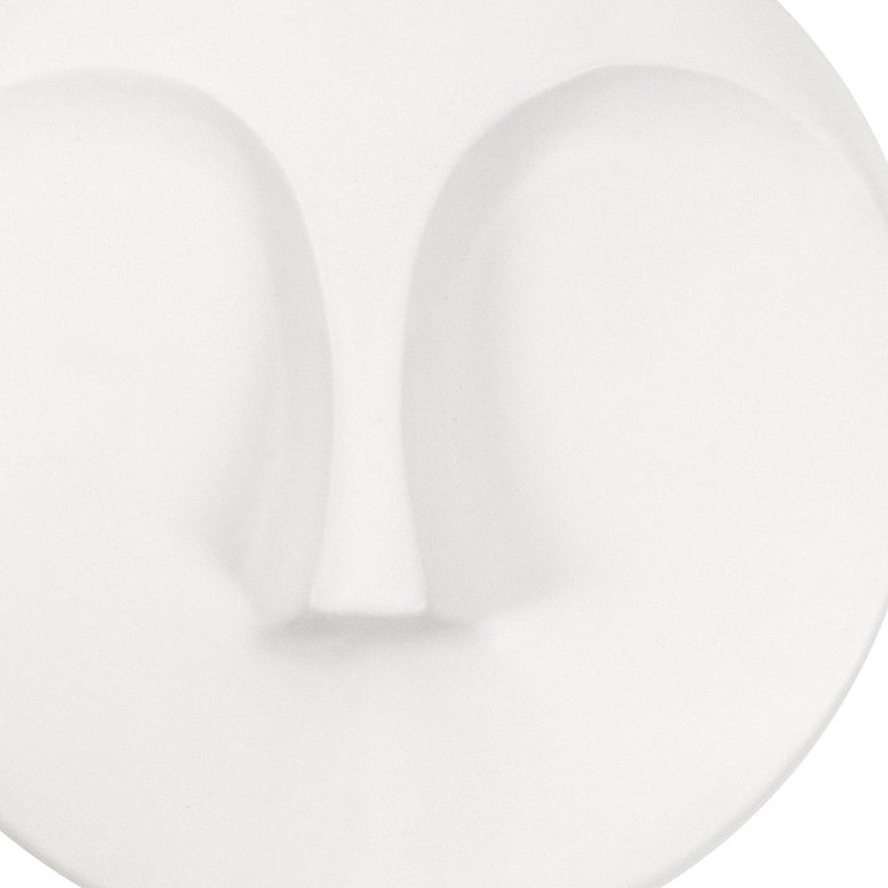 10" White Ceramic Face Round Wall Decor