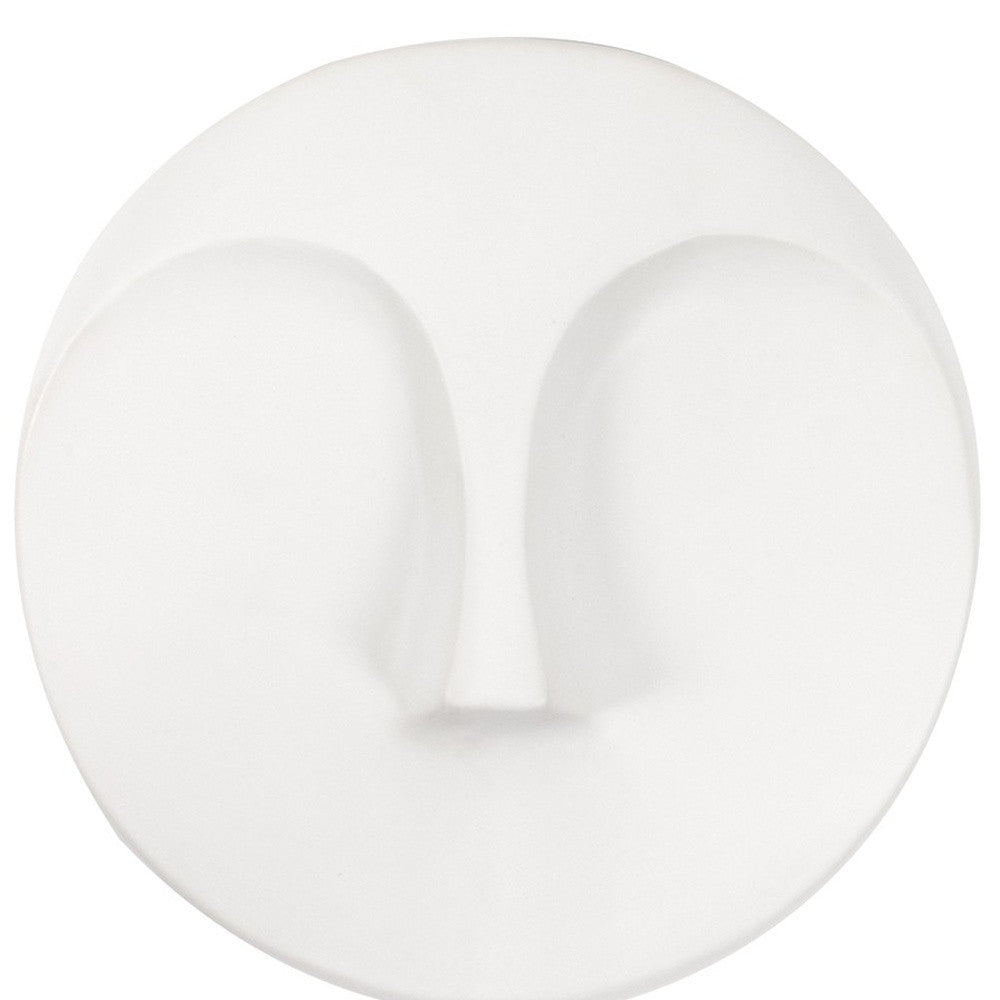 10" White Ceramic Face Round Wall Decor