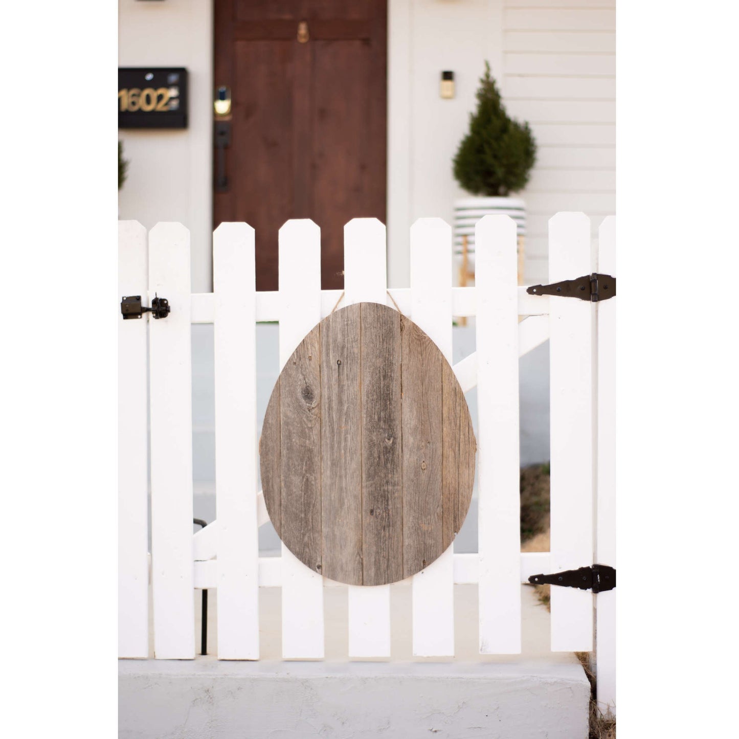 18" Rustic Farmhouse Gray Wooden Large Egg