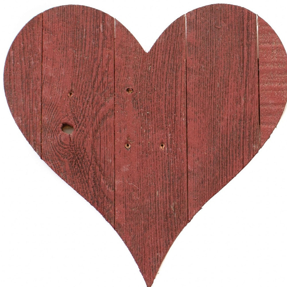 12" Rustic Red Reclaimed Wood Heart Wall Decor