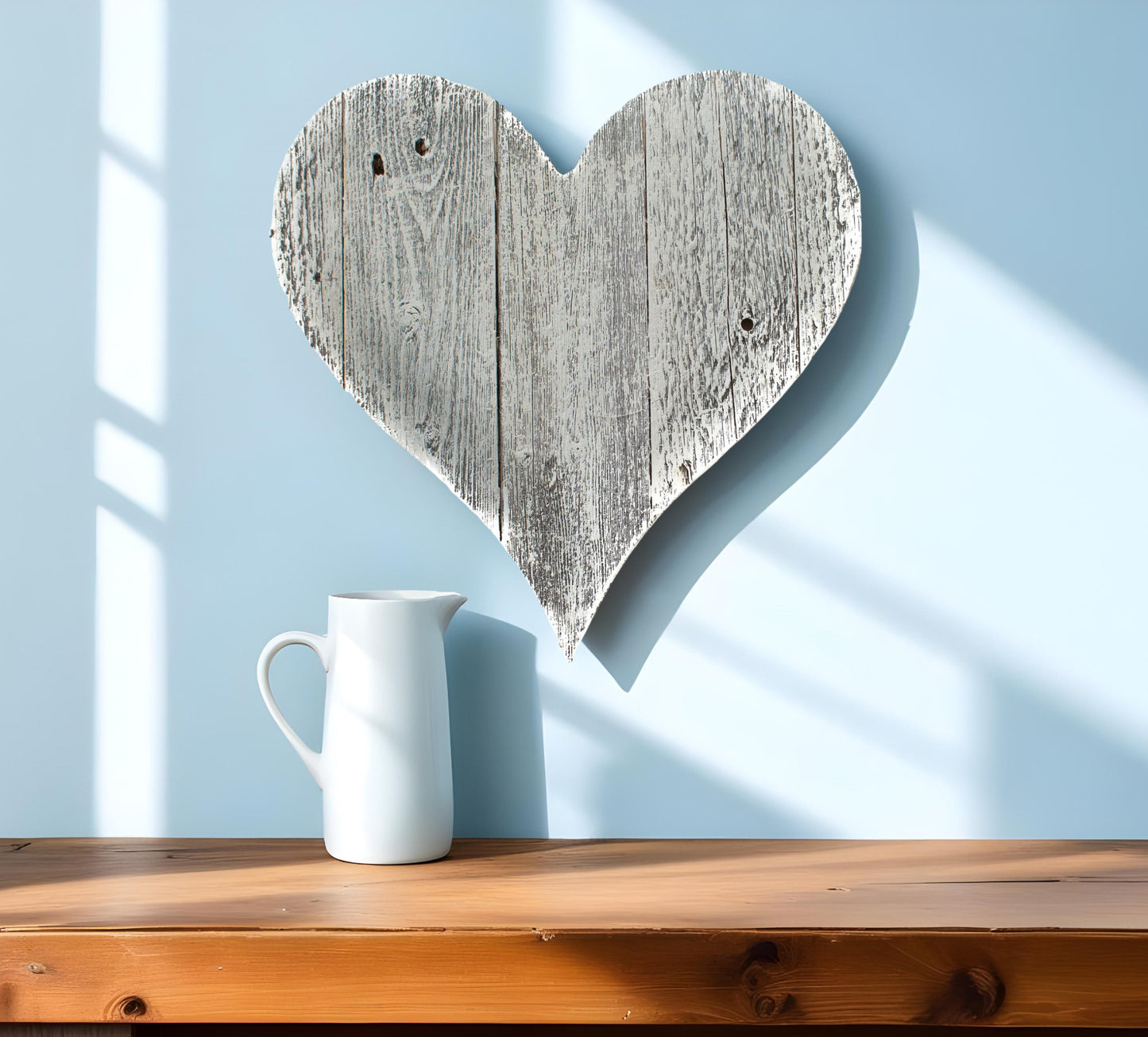 12" Whitewash Reclaimed Wood Heart Wall Decor