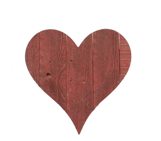 18" Rustic Red Reclaimed Wood Heart Wall Decor