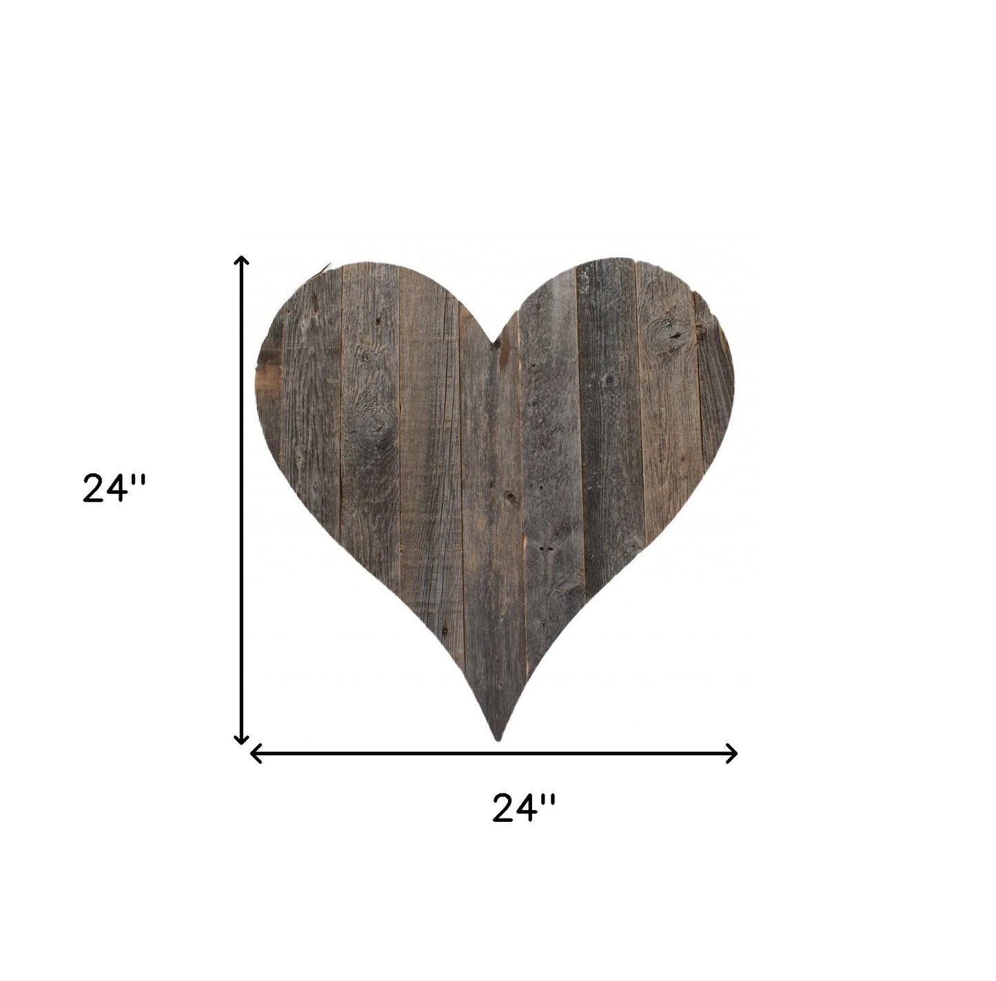 24" Weathered Gray Reclaimed Wood Heart Wall Decor