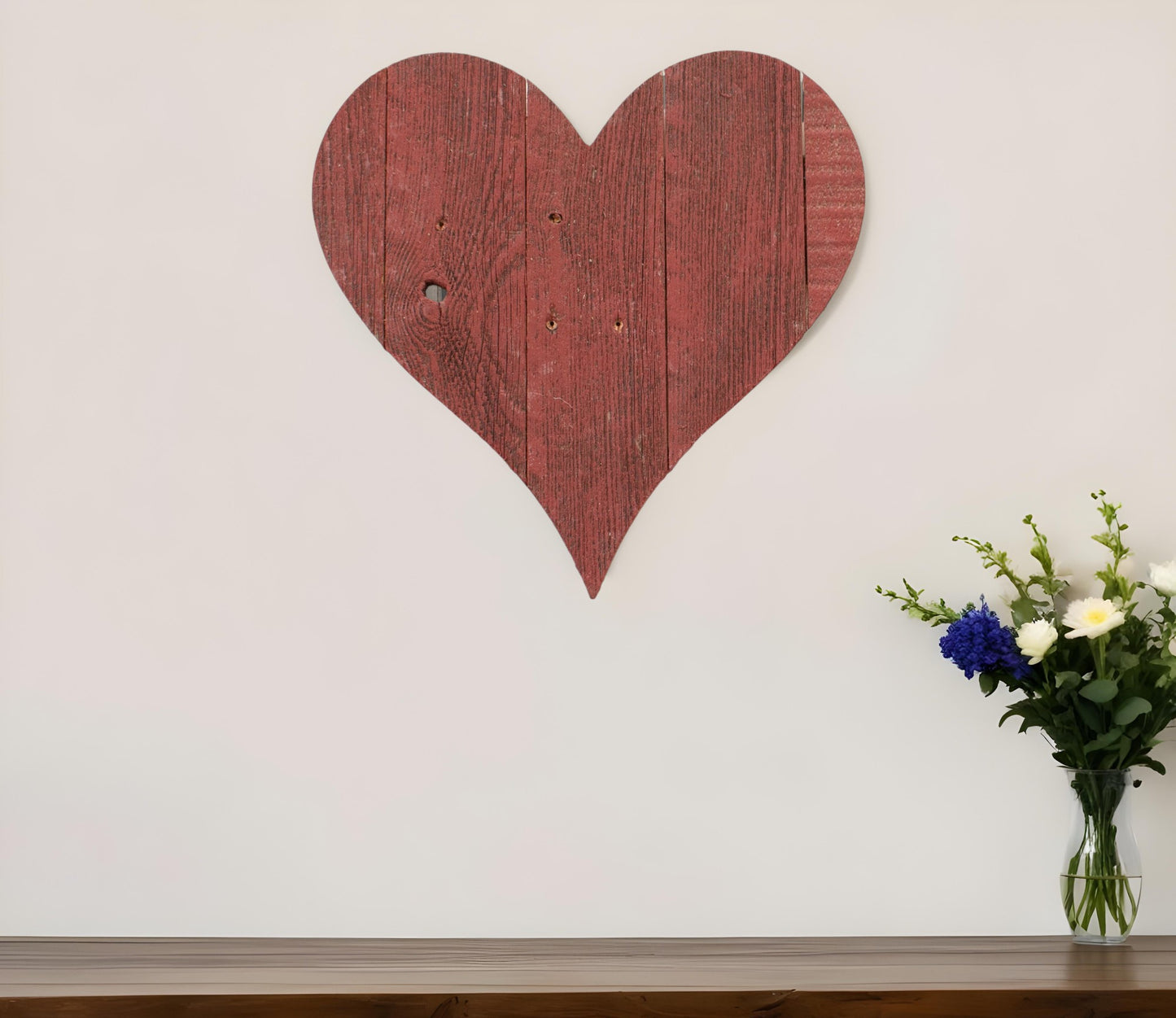 24" Red Reclaimed Wood Heart Wall Decor