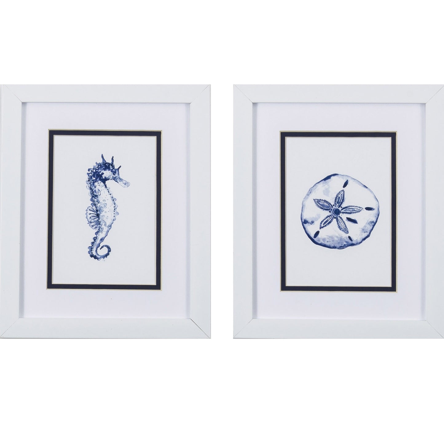 Set Of Two Blue And White Beach Icons Wall Art