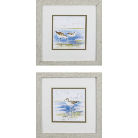 Set Of 2 Watercolor Shore Birds Framed Art