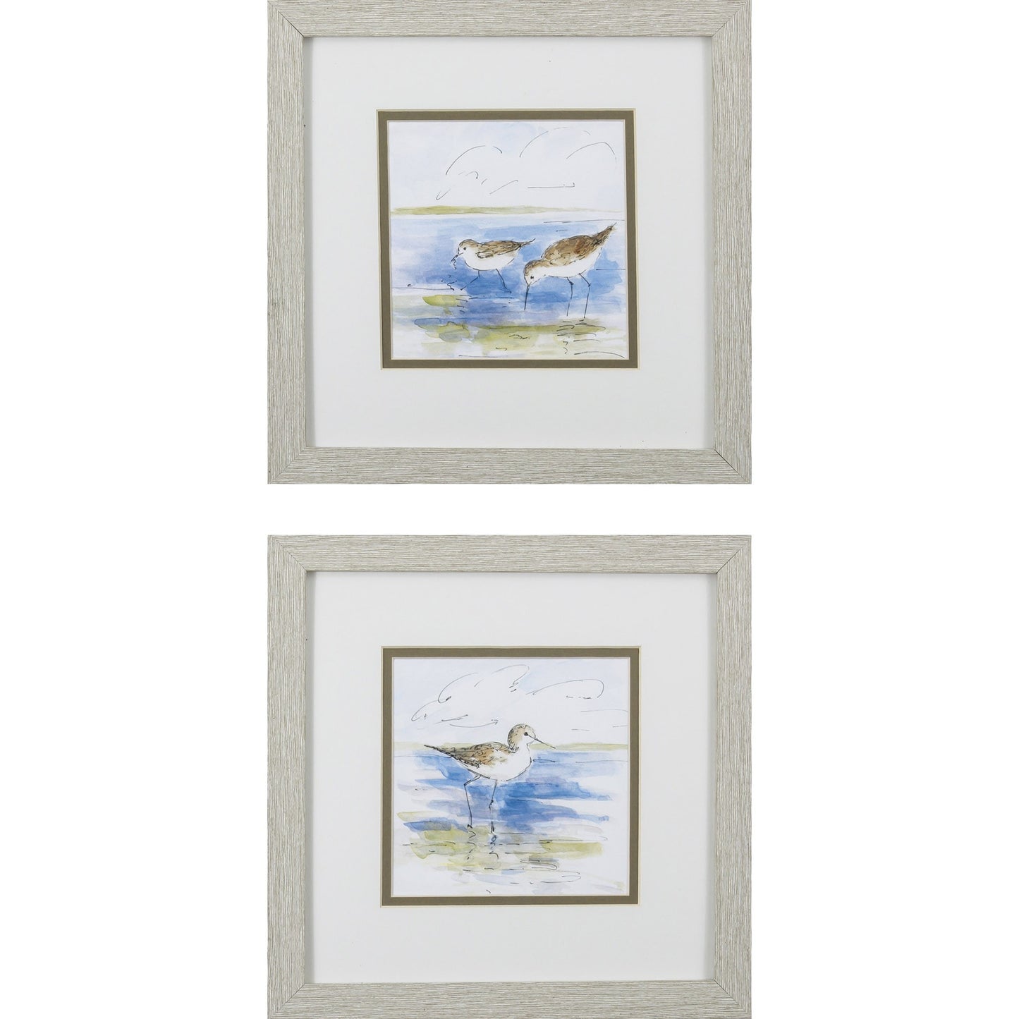 Set Of 2 Watercolor Shore Birds Framed Art