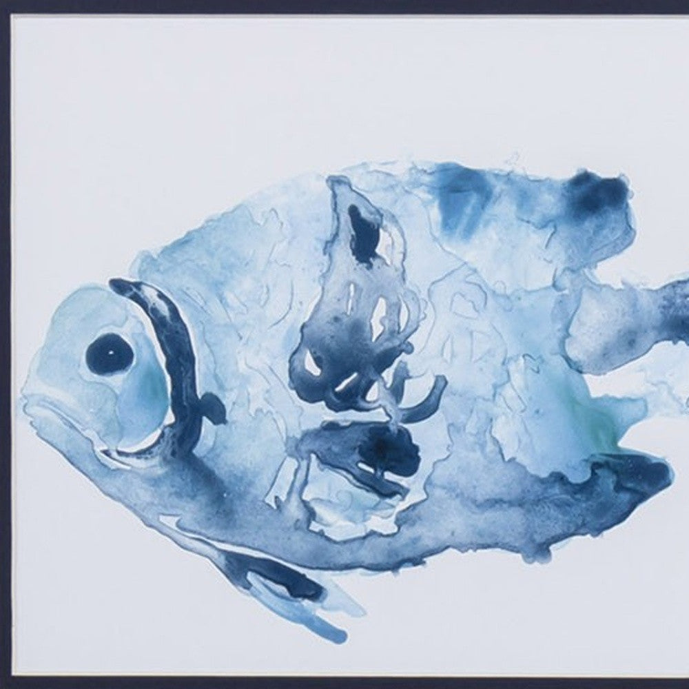 Set Of 2 Blue Watercolor Fish A Framed Art