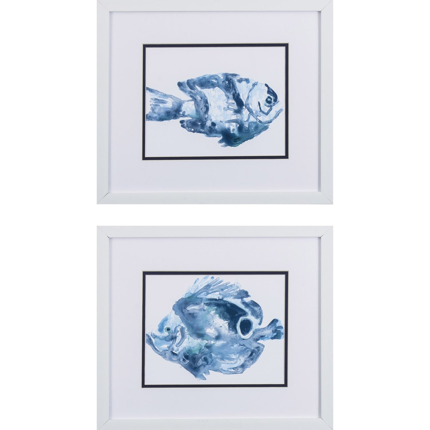 Set of Two 14" X 16" Blue Fish Wall Decor