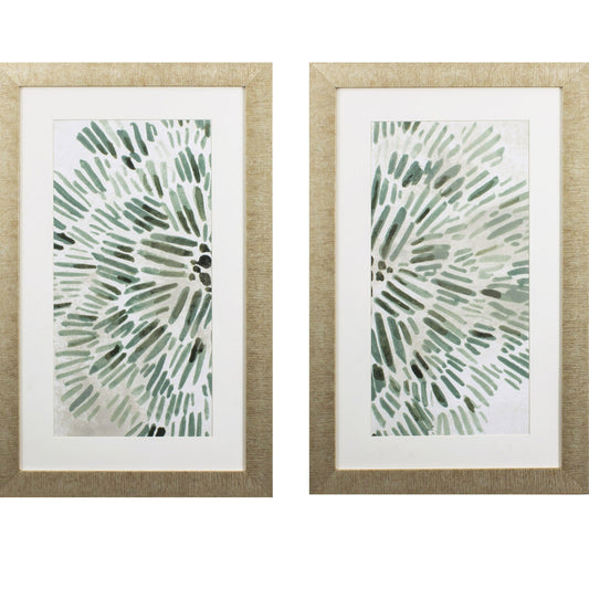 Set of Two Seafoam Green Watercolor Floral Wall Art