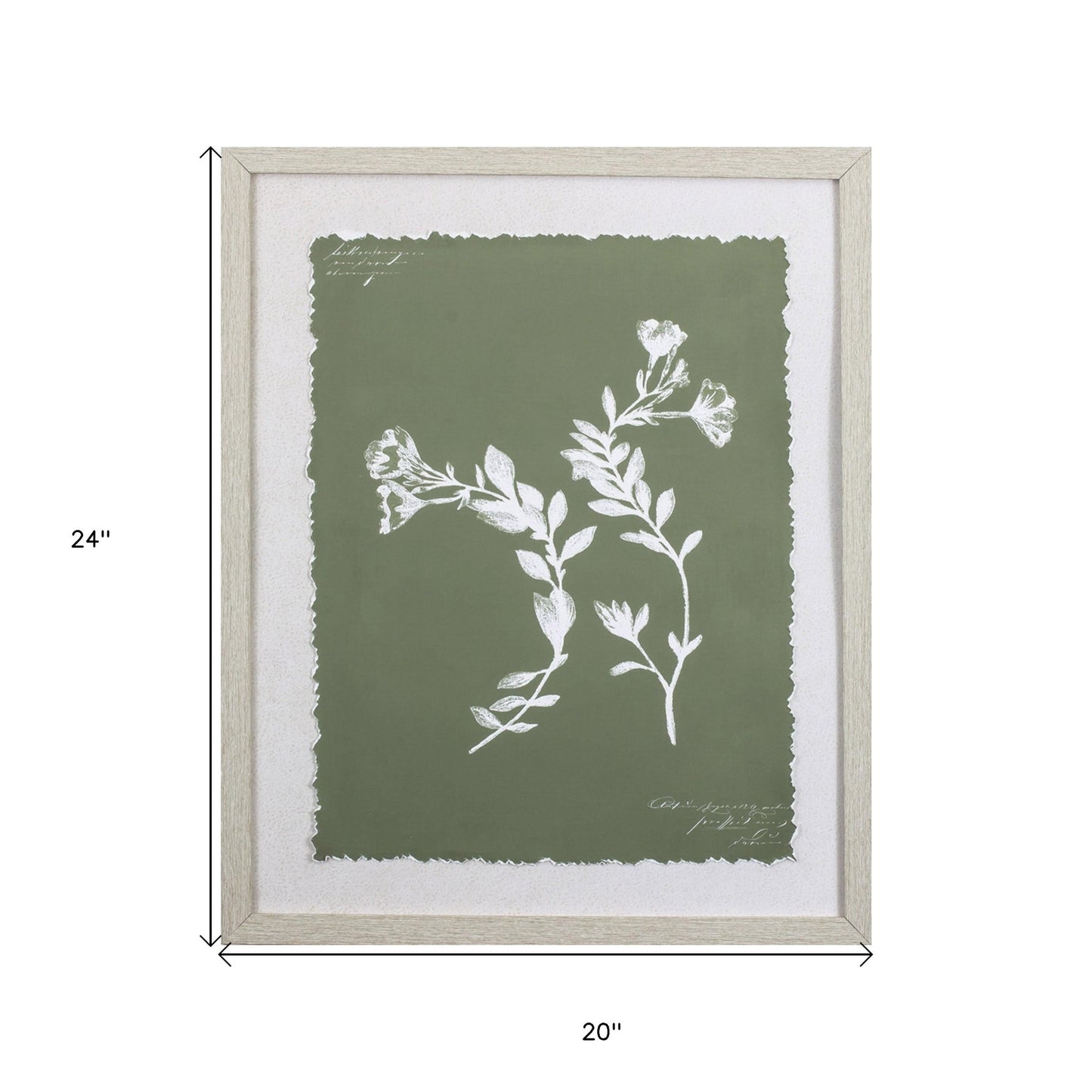 Moss Green and White Botanical Flowers 1 Wall Art