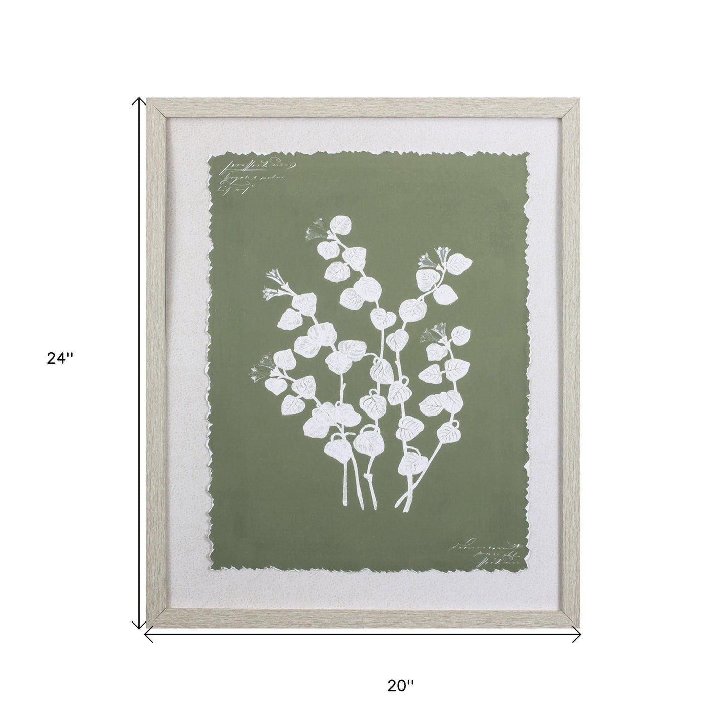 Moss Green and White Botanical Flowers 2 Wall Art