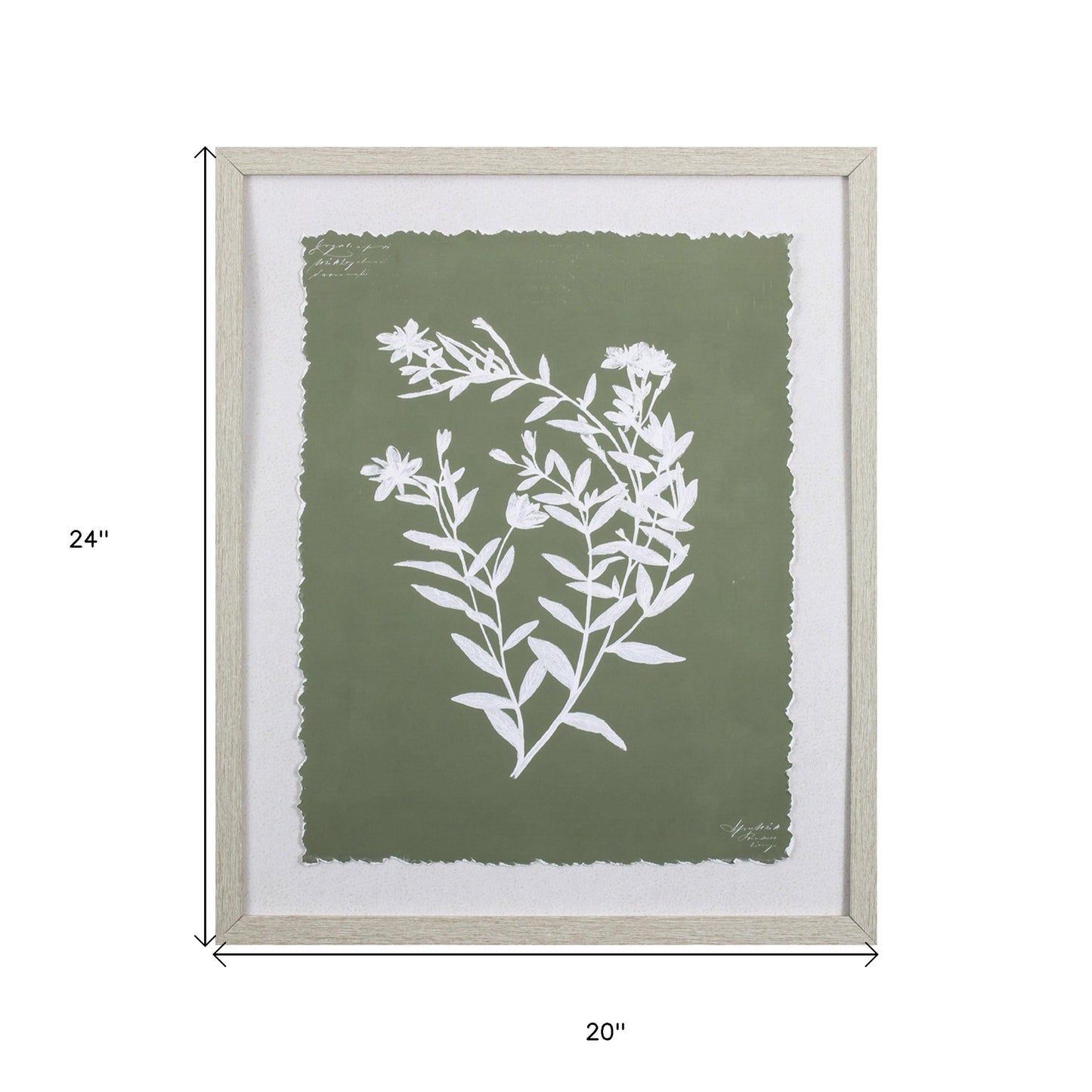 Moss Green and White Botanical Flowers 3 Wall Art