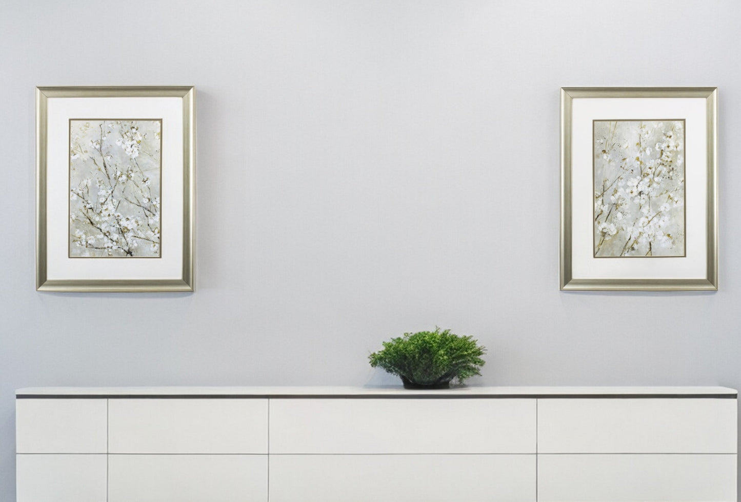 Set of Two Small White Flowers Wall Art