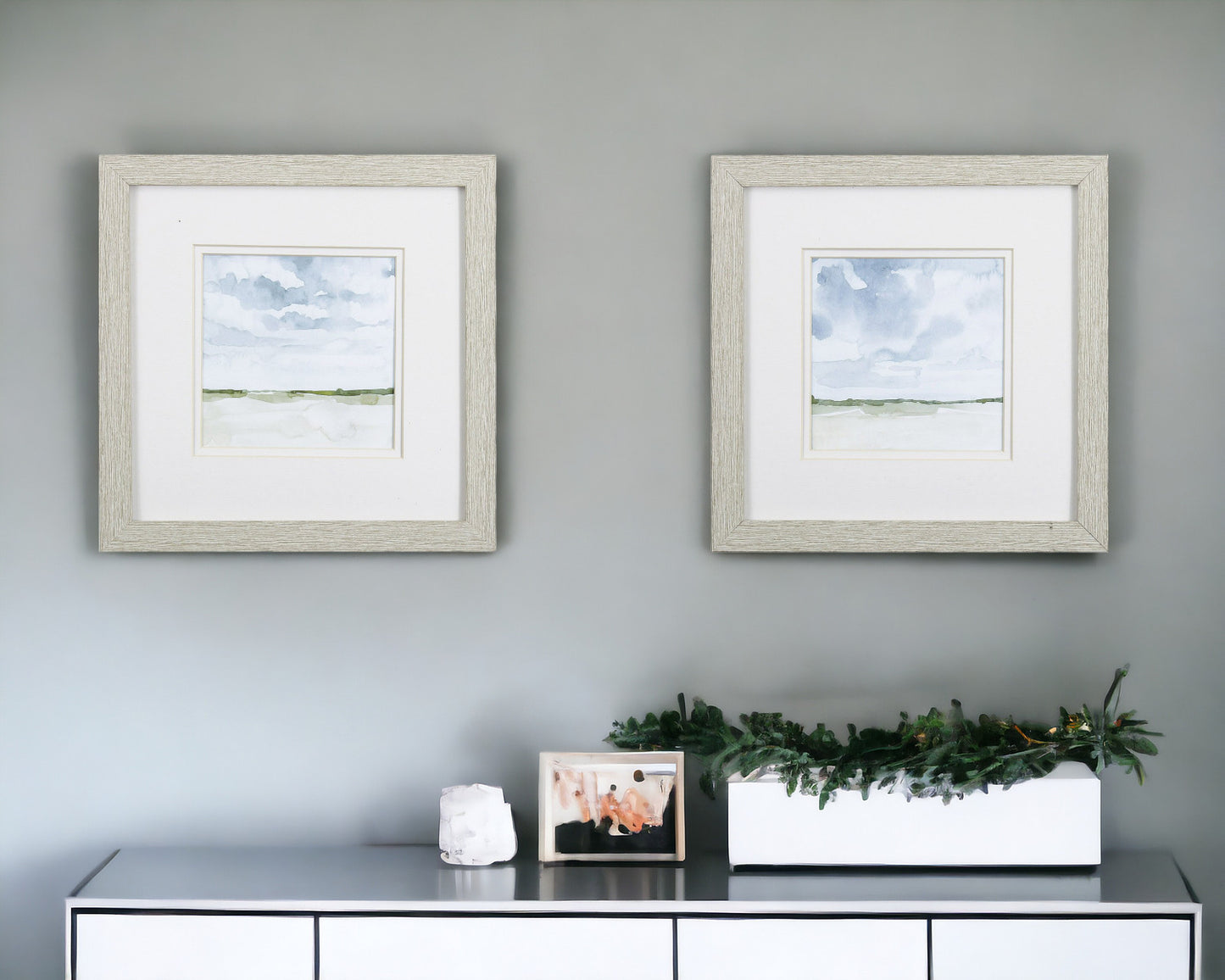 Set of Two Landscape Abstract Watercolor Wall Art