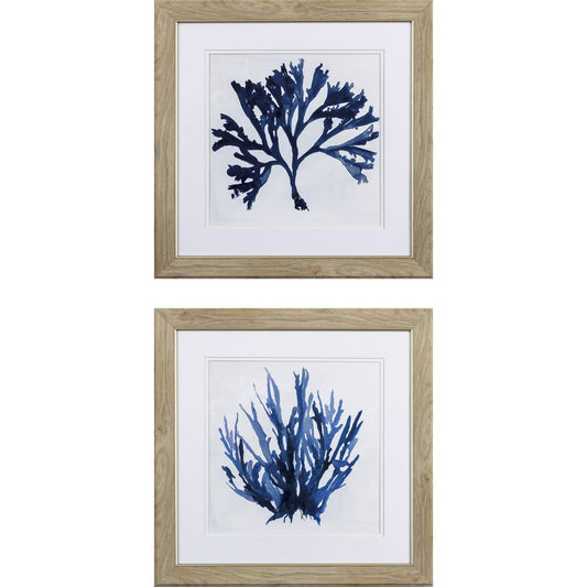 Set of Two Navy Underwater Coral Watercolor Wall Art