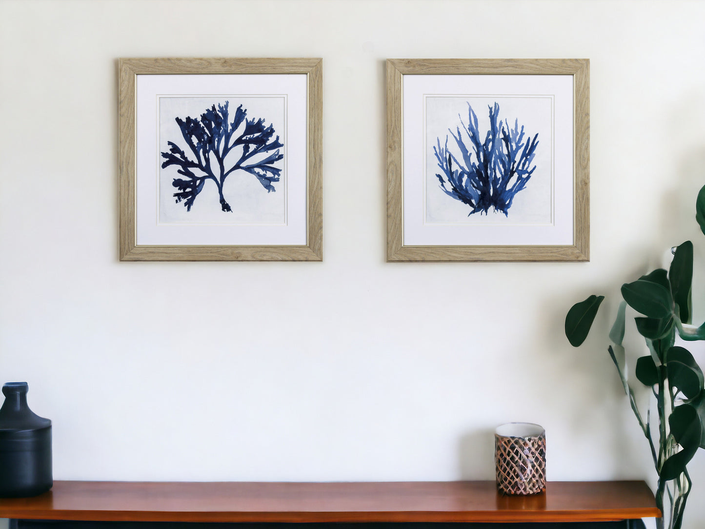 Set of Two Navy Underwater Coral Watercolor Wall Art