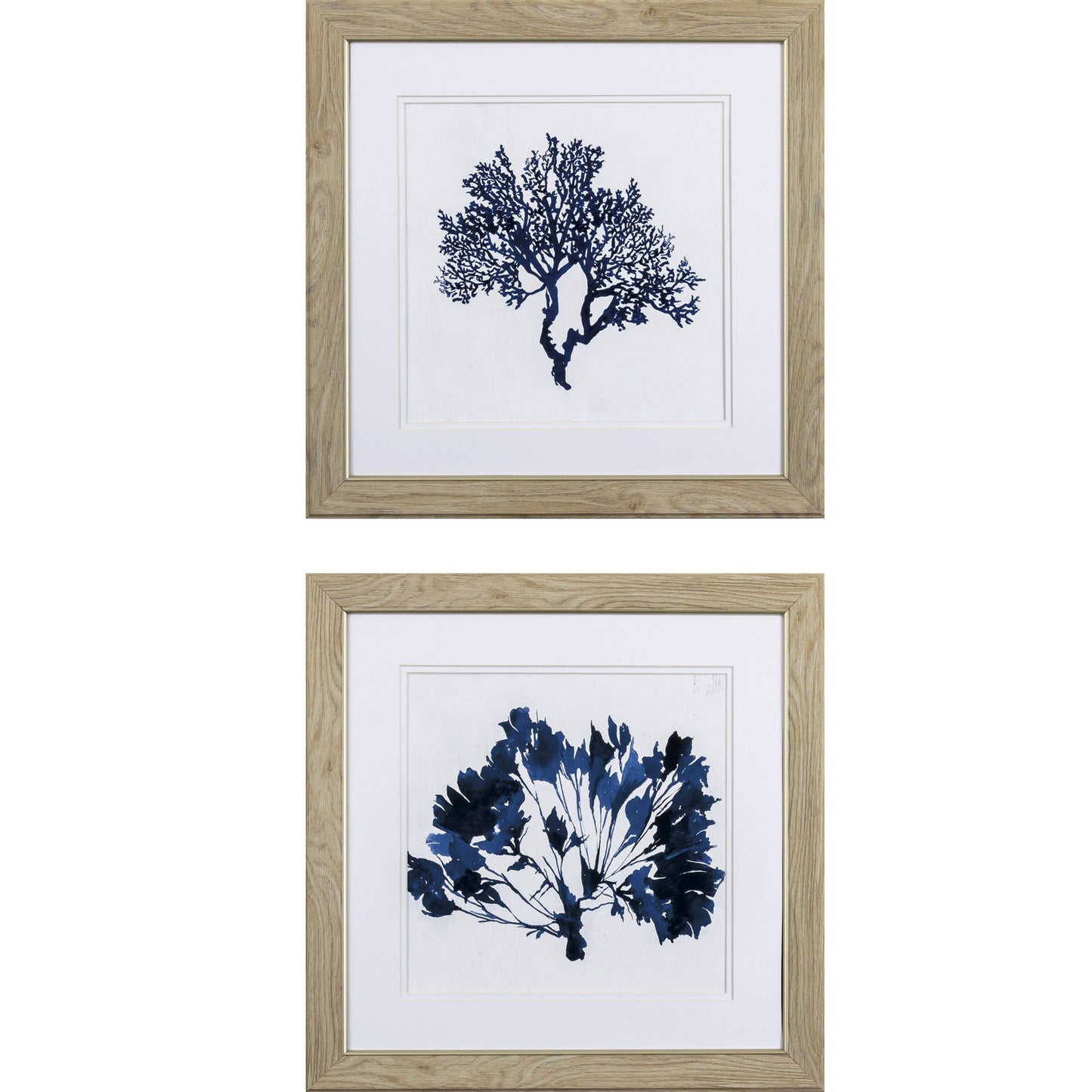 Set of Two Deep Blue Sea Coral Watercolor Wall Art