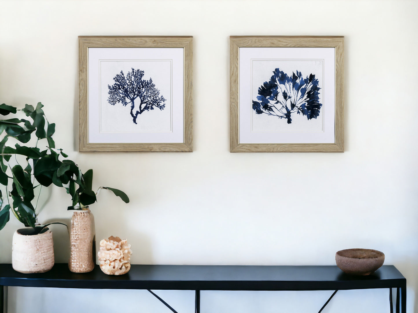 Set of Two Deep Blue Sea Coral Watercolor Wall Art