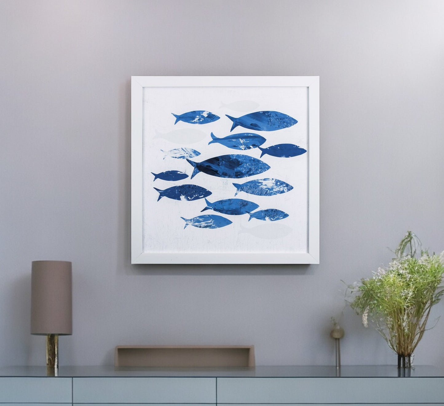 Marble Blue School of Fish 1 Wall Art