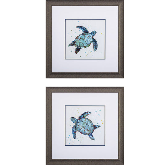 Set of Two Aqua Sea Turtles Wall Art