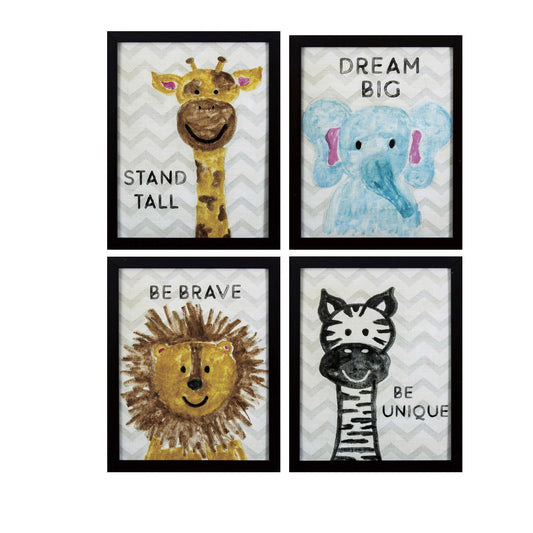 Set of Four Baby Animal Positive Quotes Wall Art