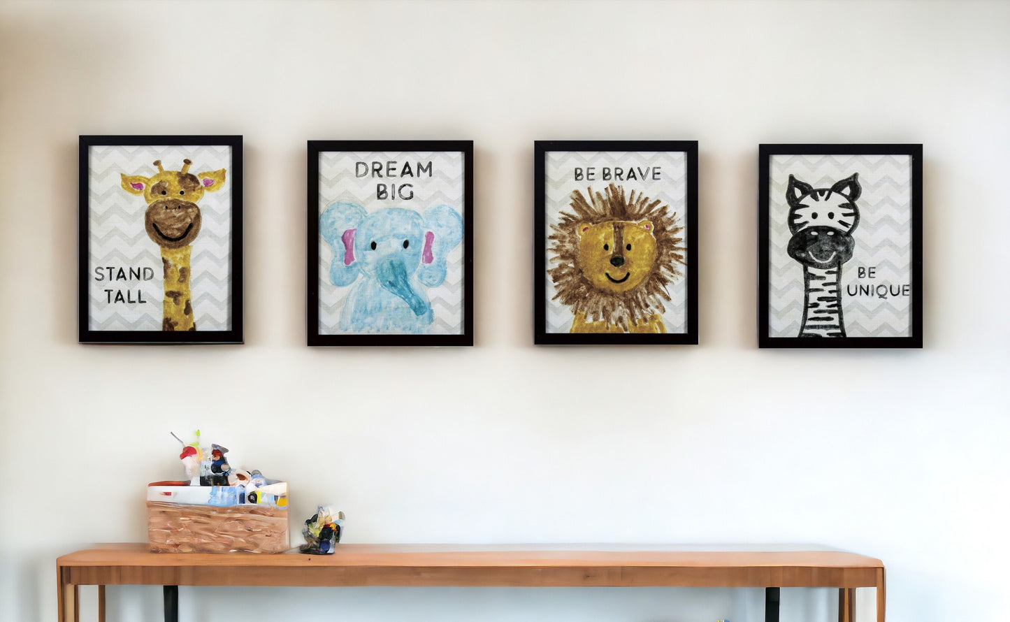 Set of Four Baby Animal Positive Quotes Wall Art