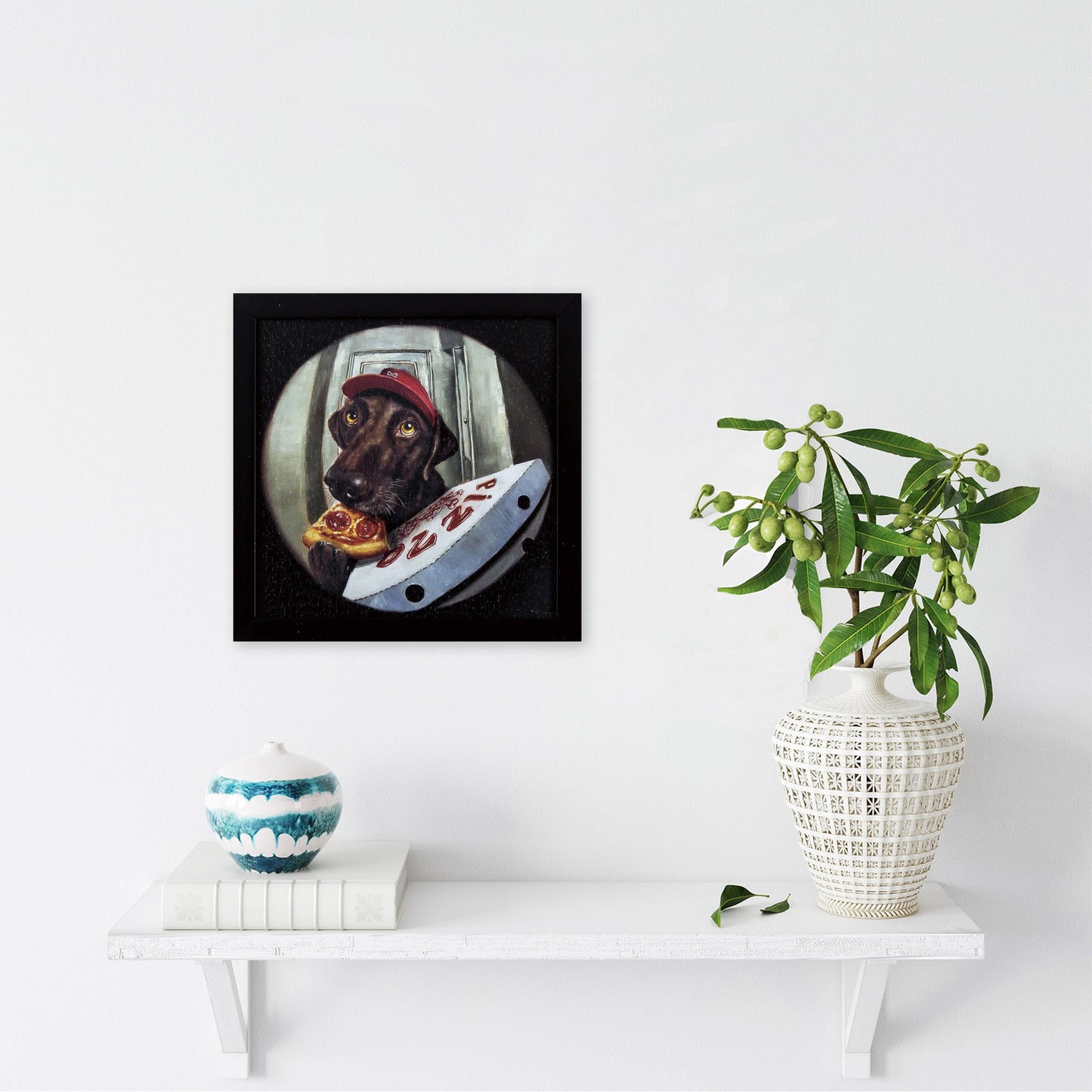 Quirky Pizza Puppy Textured Wall Art