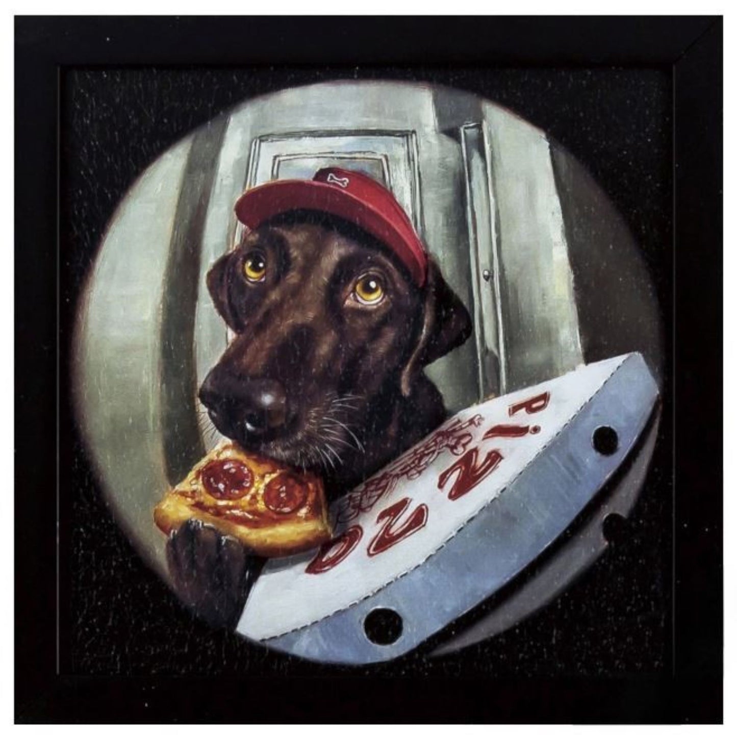 Quirky Pizza Puppy Textured Wall Art