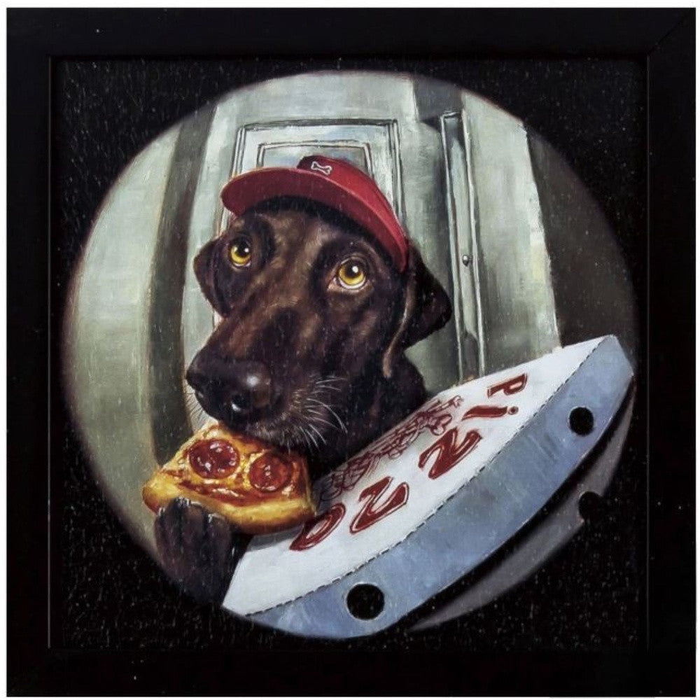 Quirky Pizza Puppy Textured Wall Art