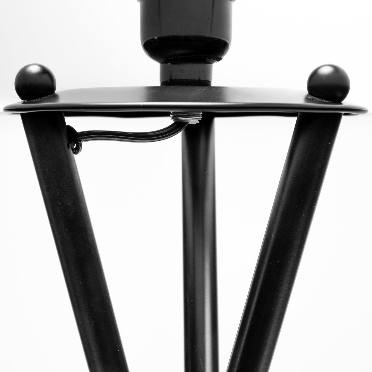 66" Black Tripod Floor Lamp With White Fabric Drum Shade