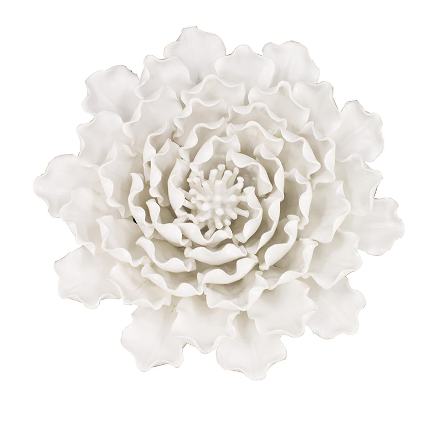 9" Off White Sculptural Flower Ceramic Wall Decor