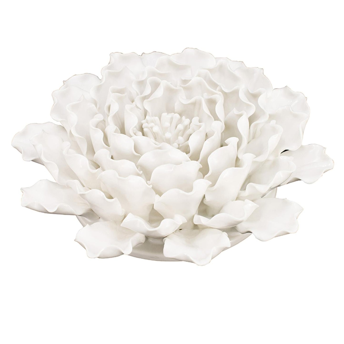 9" Off White Sculptural Flower Ceramic Wall Decor