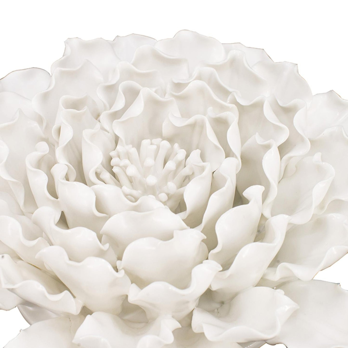 9" Off White Sculptural Flower Ceramic Wall Decor