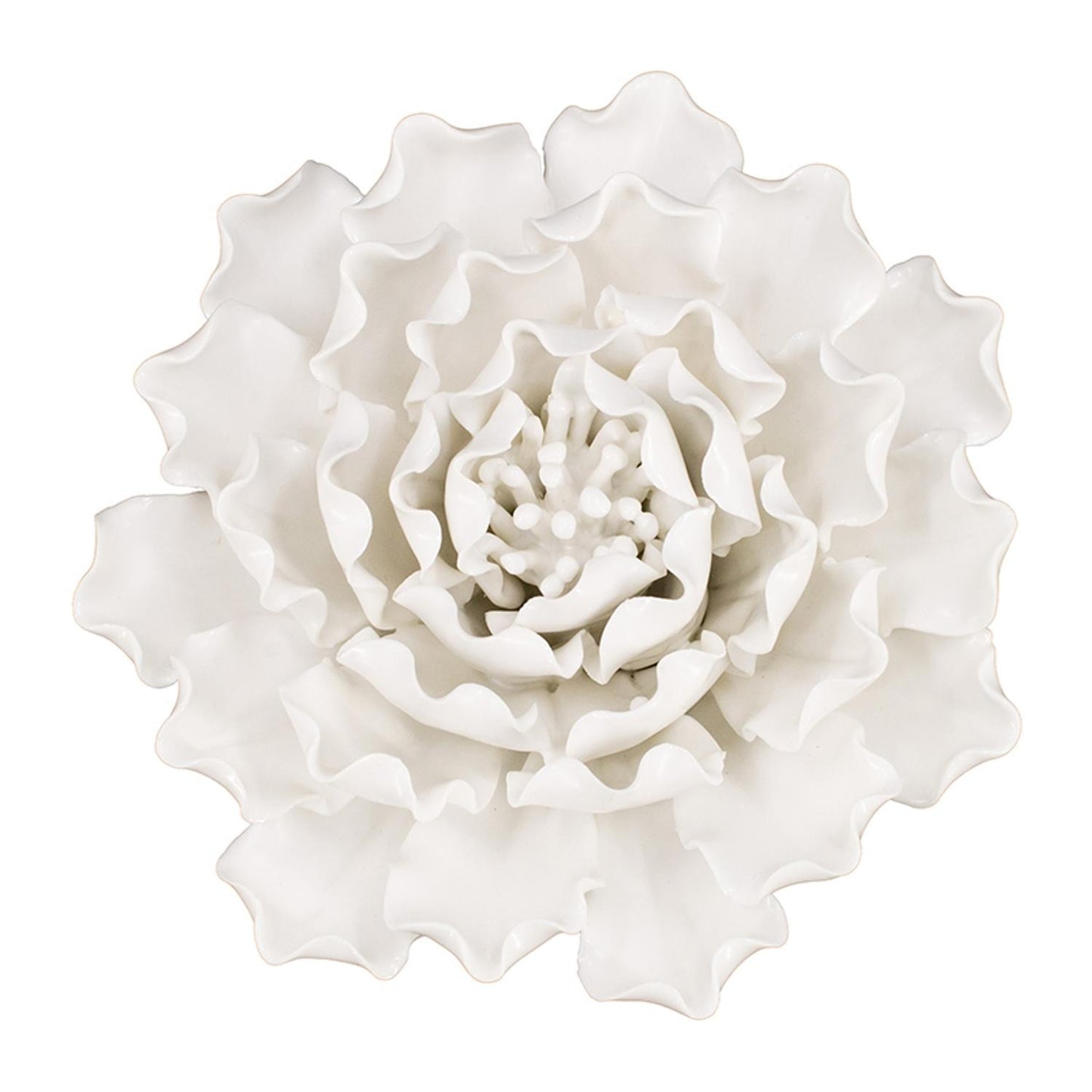 6" Off White Sculptural Flower Ceramic Wall Decor