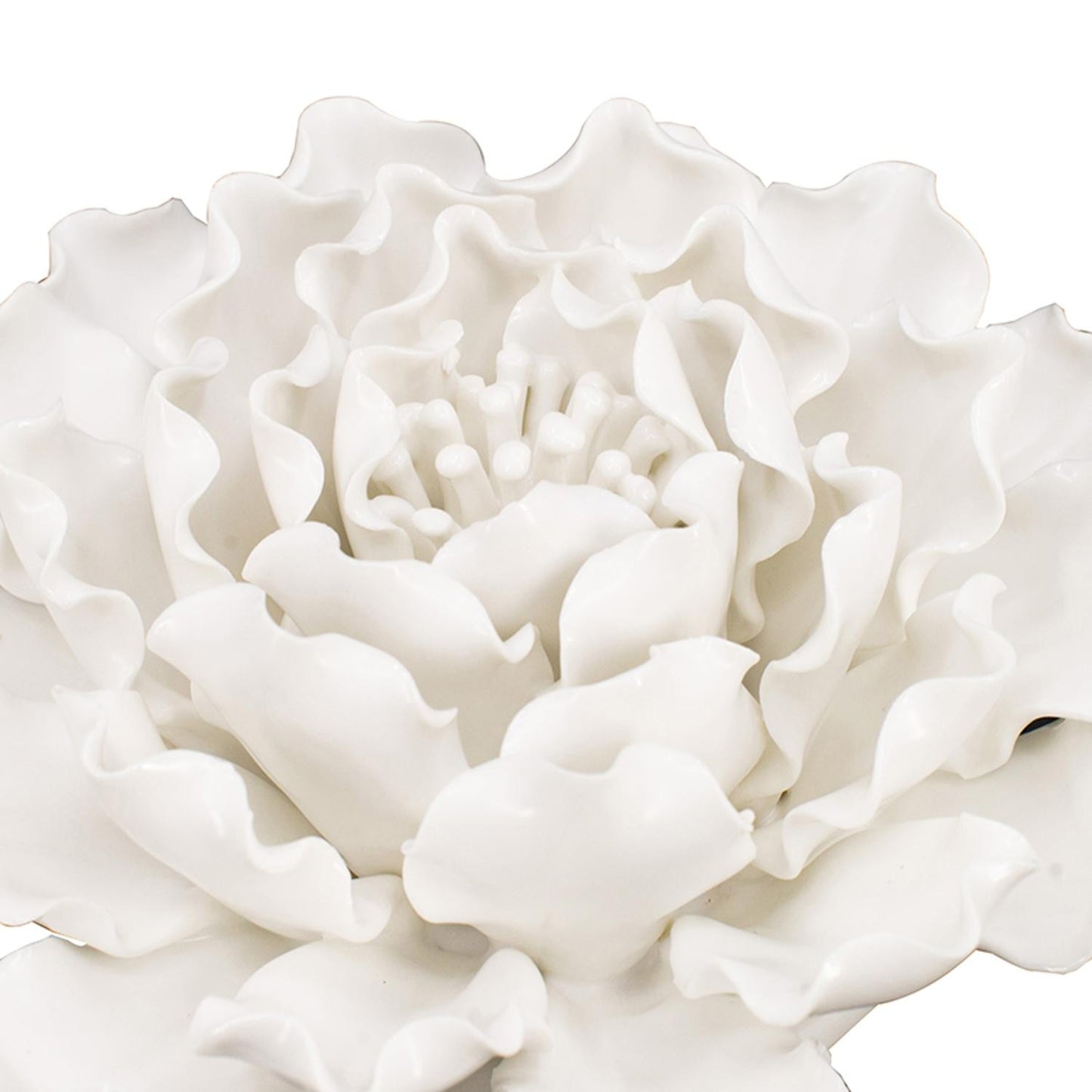 6" Off White Sculptural Flower Ceramic Wall Decor